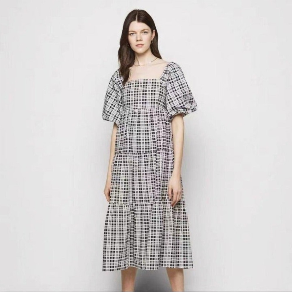 NWT. Faithful The Brand size M. Kiona Midi Dress. Milan's check print